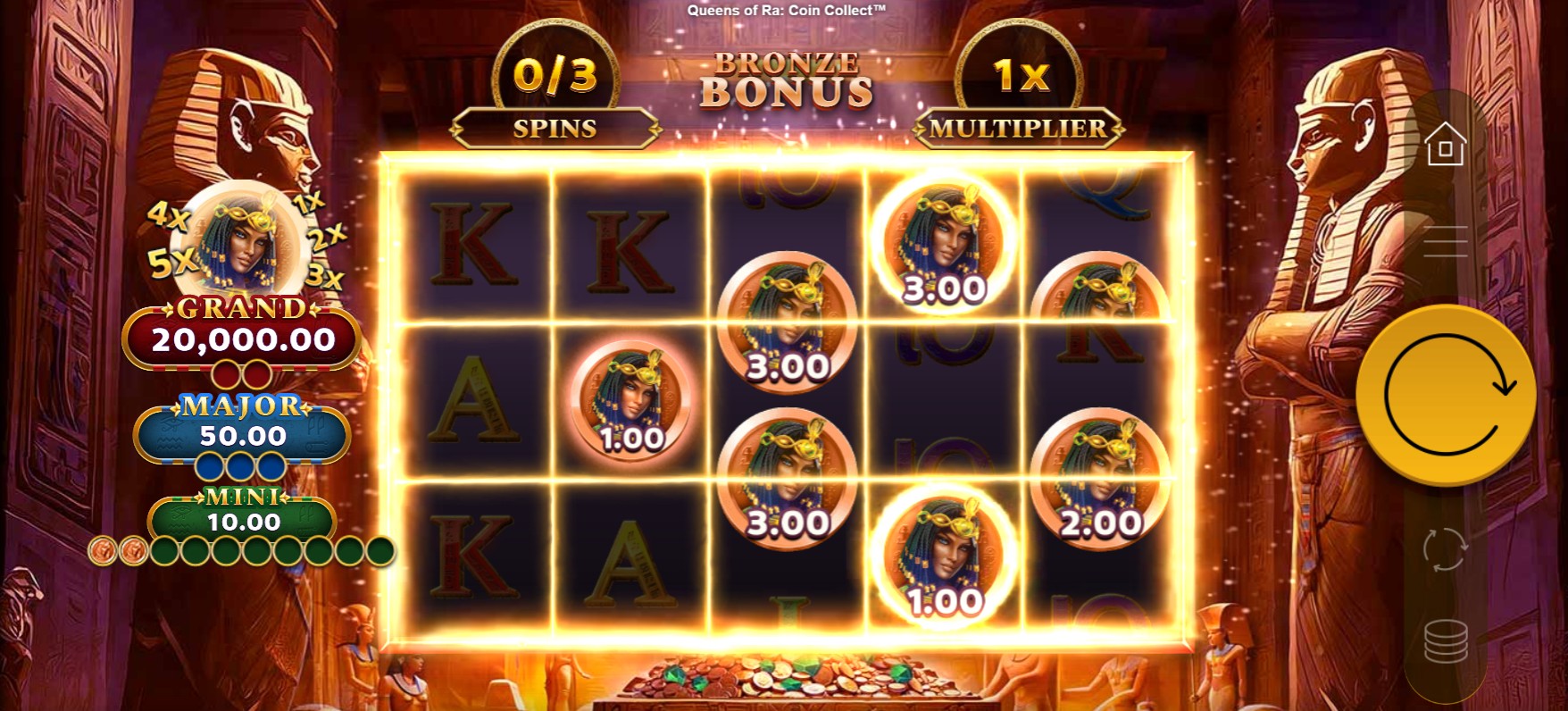 Бонусные игры Queens of Ra Coin Collect